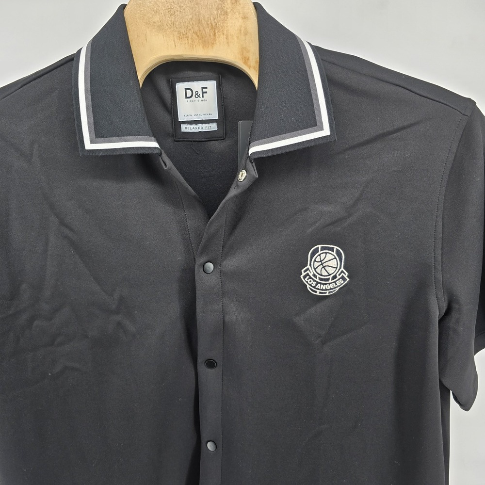 D&F Ricky Singh Relaxed Fit Shirt Men's M Snap Front Los Angeles Basketball NWT